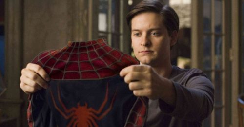 Tobey Maguire con su traje de Spider-Man